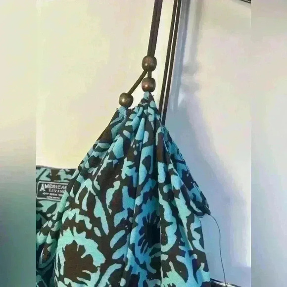 American Living Womens Teal Brown Long Stretch Dress Padded Bra Sz L 12  $110 - Picture 7 of 11
